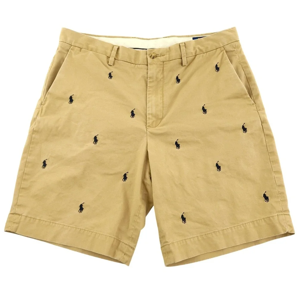 Polo Ralph Lauren Shorts Mens 33 Beige Stretch Chino Embroidered Pony 9
